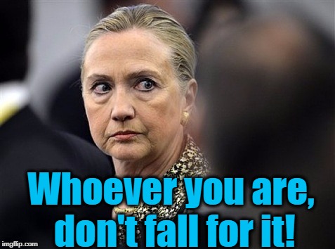 upset hillary | Whoever you are, don't fall for it! | image tagged in upset hillary | made w/ Imgflip meme maker