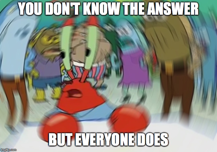 Mr Krabs Blur Meme Meme | YOU DON'T KNOW THE ANSWER; BUT EVERYONE DOES | image tagged in memes,mr krabs blur meme | made w/ Imgflip meme maker