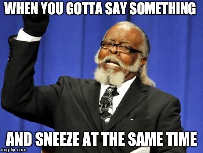 Too Damn High Meme | WHEN YOU GOTTA SAY SOMETHING; AND SNEEZE AT THE SAME TIME | image tagged in memes,too damn high | made w/ Imgflip meme maker