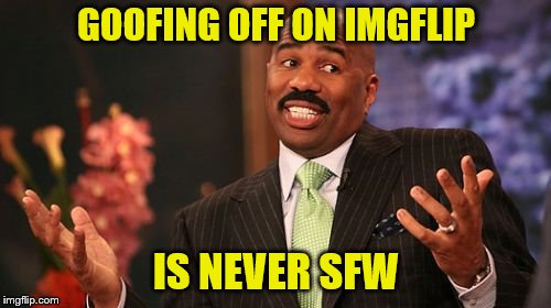 Steve Harvey Meme | GOOFING OFF ON IMGFLIP IS NEVER SFW | image tagged in memes,steve harvey | made w/ Imgflip meme maker