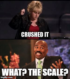 Crushed |  WHAT? THE SCALE? | image tagged in funny memes,fat,crush,pitch perfect | made w/ Imgflip meme maker