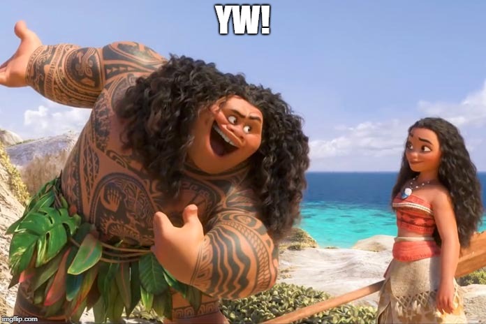 Moana Maui You're Welcome | YW! | image tagged in moana maui you're welcome | made w/ Imgflip meme maker