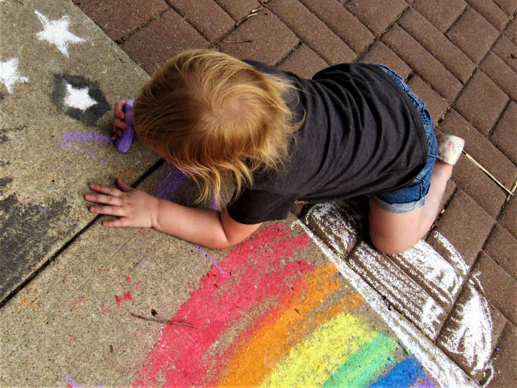 child painting sidewalk rainbow Blank Meme Template