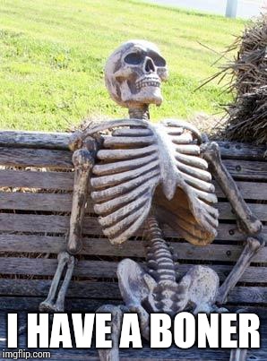Waiting Skeleton Meme | I HAVE A BONER | image tagged in memes,waiting skeleton | made w/ Imgflip meme maker