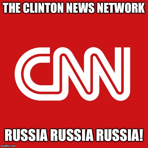 CNN LOGO | THE CLINTON NEWS NETWORK; RUSSIA RUSSIA RUSSIA! | image tagged in cnn logo | made w/ Imgflip meme maker