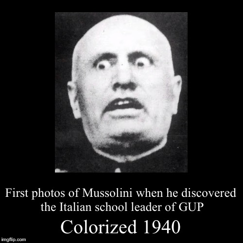 Anchovy vs Mussolini lol | image tagged in funny,demotivationals,memes,mussolini,girls und panzer | made w/ Imgflip demotivational maker
