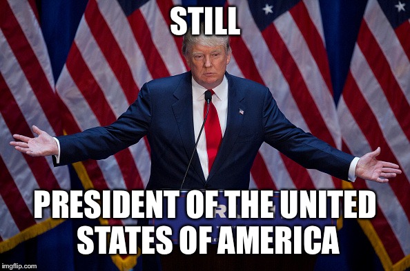 Donald Trump | STILL PRESIDENT OF THE UNITED STATES OF AMERICA | image tagged in donald trump | made w/ Imgflip meme maker