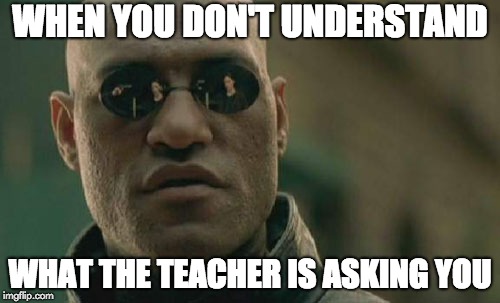 Matrix Morpheus | WHEN YOU DON'T UNDERSTAND; WHAT THE TEACHER IS ASKING YOU | image tagged in memes,matrix morpheus | made w/ Imgflip meme maker