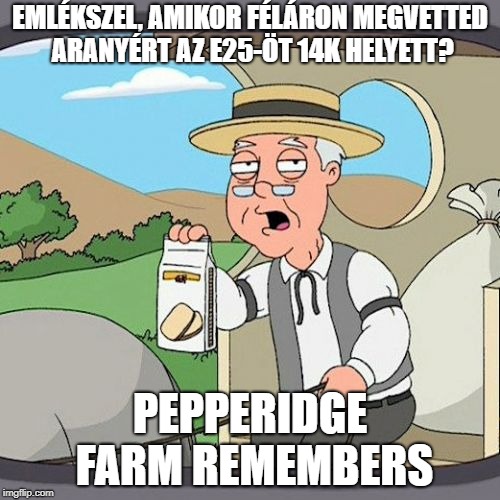 Pepperidge Farm Remembers Meme | EMLÉKSZEL, AMIKOR FÉLÁRON MEGVETTED ARANYÉRT AZ E25-ÖT 14K HELYETT? PEPPERIDGE FARM REMEMBERS | image tagged in memes,pepperidge farm remembers | made w/ Imgflip meme maker