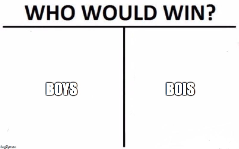 Who Would Win? |  BOYS; BOIS | image tagged in memes,who would win | made w/ Imgflip meme maker