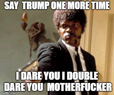 Say That Again I Dare You Meme | SAY  TRUMP ONE MORE TIME; I DARE YOU I DOUBLE DARE YOU  MOTHERFUCKER | image tagged in memes,say that again i dare you | made w/ Imgflip meme maker