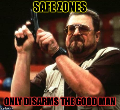 gun | SAFE ZONES; ONLY DISARMS THE GOOD MAN | image tagged in gun | made w/ Imgflip meme maker