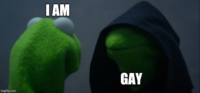 Evil Kermit | I AM; GAY | image tagged in memes,evil kermit | made w/ Imgflip meme maker