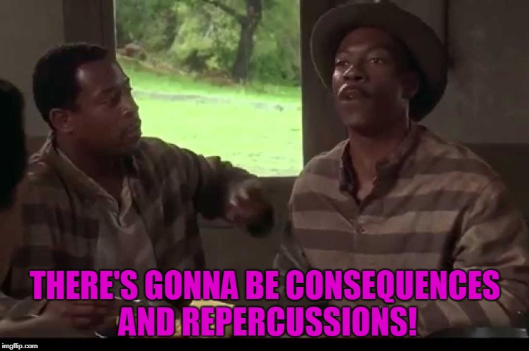 Life Consequences and repercussions | THERE'S GONNA BE CONSEQUENCES AND REPERCUSSIONS! | image tagged in life consequences and repercussions | made w/ Imgflip meme maker