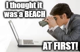 Searching Computer | AT FIRST! I thought it was a BEACH | image tagged in searching computer | made w/ Imgflip meme maker