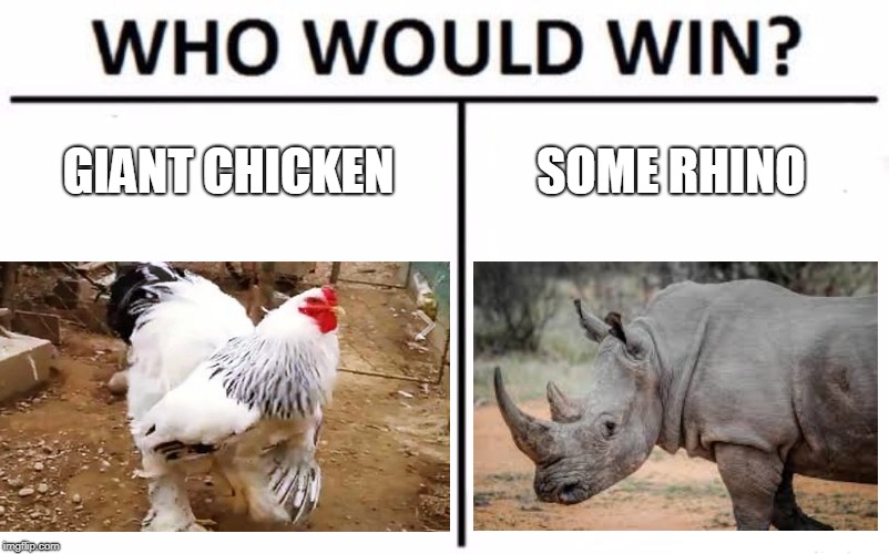 Only Spyro fans will get this. | GIANT CHICKEN; SOME RHINO | image tagged in memes,who would win | made w/ Imgflip meme maker