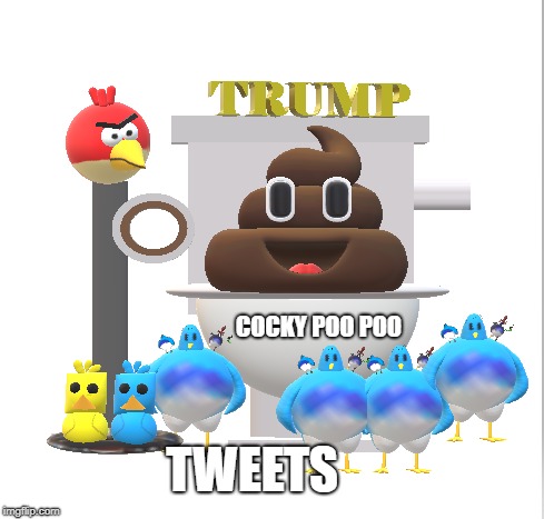 Trump Cocky Poo Poo Tweets | COCKY POO POO; TWEETS | image tagged in donald trump,trump,politics,funny,political meme,politics lol | made w/ Imgflip meme maker