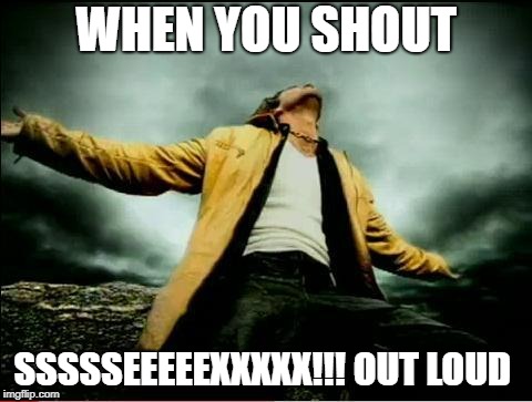 Creed | WHEN YOU SHOUT; SSSSSEEEEEXXXXX!!! OUT LOUD | image tagged in creed | made w/ Imgflip meme maker