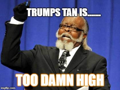 Too Damn High | TRUMPS TAN IS....... TOO DAMN HIGH | image tagged in memes,too damn high | made w/ Imgflip meme maker