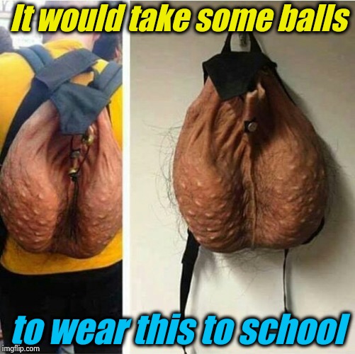 It's sack time! | It would take some balls; to wear this to school | image tagged in back to school,memes,evilmandoevil,funny | made w/ Imgflip meme maker