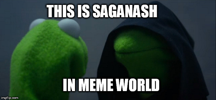 Evil Kermit Meme | THIS IS SAGANASH; IN MEME WORLD | image tagged in memes,evil kermit | made w/ Imgflip meme maker