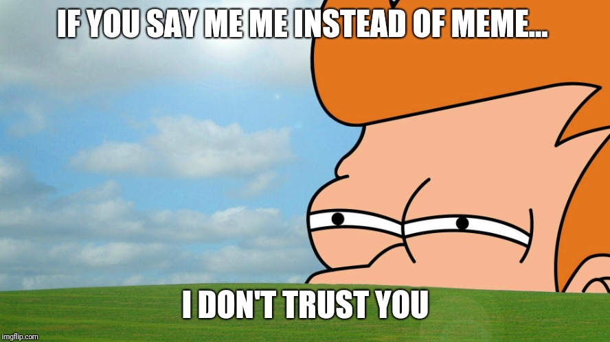 suspect | IF YOU SAY ME ME INSTEAD OF MEME... I DON'T TRUST YOU | image tagged in suspect | made w/ Imgflip meme maker