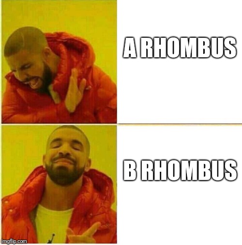 Drake Hotline approves | A RHOMBUS; B RHOMBUS | image tagged in drake hotline approves | made w/ Imgflip meme maker