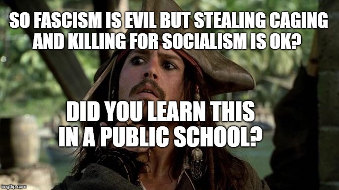 I think I understood that | SO FASCISM IS EVIL BUT STEALING CAGING AND KILLING FOR SOCIALISM IS OK? DID YOU LEARN THIS IN A PUBLIC SCHOOL? | image tagged in i think i understood that | made w/ Imgflip meme maker