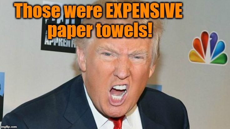 Those were EXPENSIVE paper towels! | image tagged in trump mad | made w/ Imgflip meme maker
