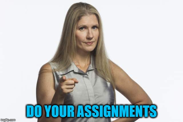 scolding mom | DO YOUR ASSIGNMENTS | image tagged in scolding mom | made w/ Imgflip meme maker