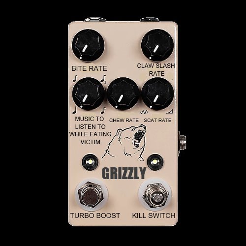 I don't think this is safe to use with my guitar. | CLAW SLASH RATE; BITE RATE; MUSIC TO LISTEN TO WHILE EATING VICTIM; CHEW RATE; SCAT RATE; GRIZZLY; TURBO BOOST; KILL SWITCH | image tagged in guitar pedal | made w/ Imgflip meme maker