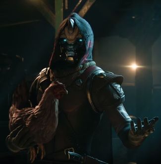 Cayde-6 with Chicken Blank Meme Template