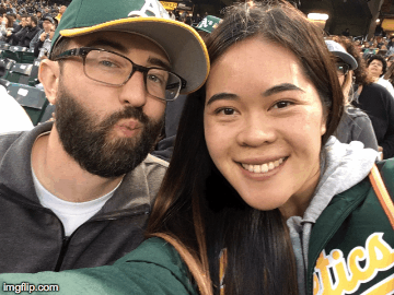 At the A's Game! | image tagged in gifs,atheletics baseball,fans | made w/ Imgflip images-to-gif maker