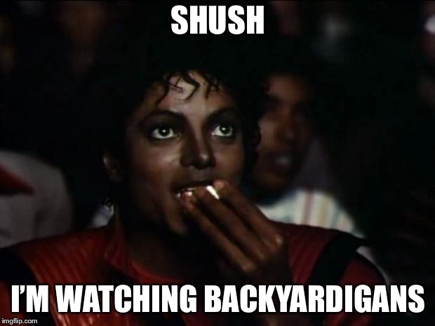 Michael Jackson Popcorn Meme | SHUSH; I’M WATCHING BACKYARDIGANS | image tagged in memes,michael jackson popcorn | made w/ Imgflip meme maker