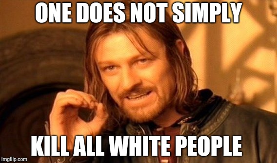 One Does Not Simply | ONE DOES NOT SIMPLY; KILL ALL WHITE PEOPLE | image tagged in memes,one does not simply | made w/ Imgflip meme maker