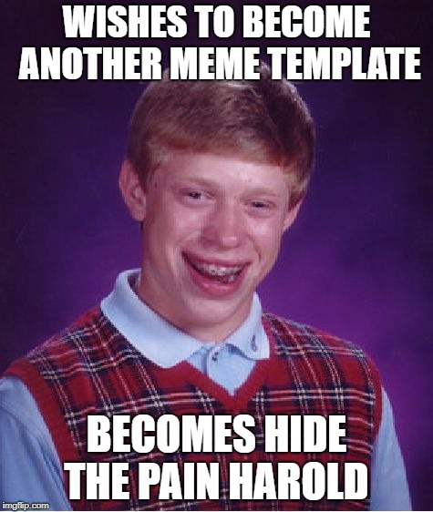 When you wish upon a star.... | WISHES TO BECOME ANOTHER MEME TEMPLATE; BECOMES HIDE THE PAIN HAROLD | image tagged in memes,bad luck brian,hide the pain harold,wish | made w/ Imgflip meme maker