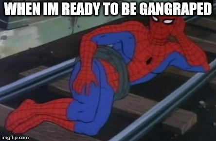 Sexy Railroad Spiderman | WHEN IM READY TO BE GANGRAPED | image tagged in memes,sexy railroad spiderman,spiderman | made w/ Imgflip meme maker