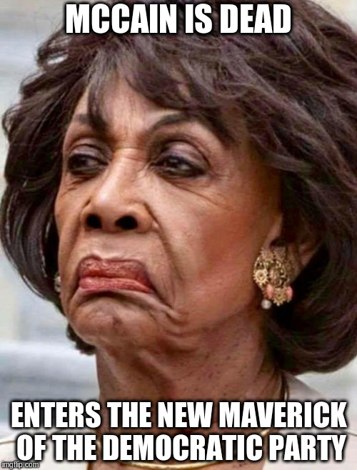 Maxine Waters | MCCAIN IS DEAD; ENTERS THE NEW MAVERICK OF THE DEMOCRATIC PARTY | image tagged in maxine waters | made w/ Imgflip meme maker