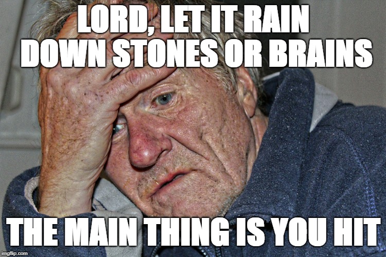LORD, LET IT RAIN DOWN STONES OR BRAINS; THE MAIN THING IS YOU HIT | made w/ Imgflip meme maker