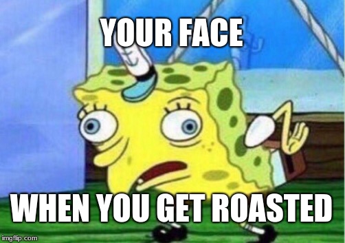 Mocking Spongebob | YOUR FACE; WHEN YOU GET ROASTED | image tagged in memes,mocking spongebob | made w/ Imgflip meme maker