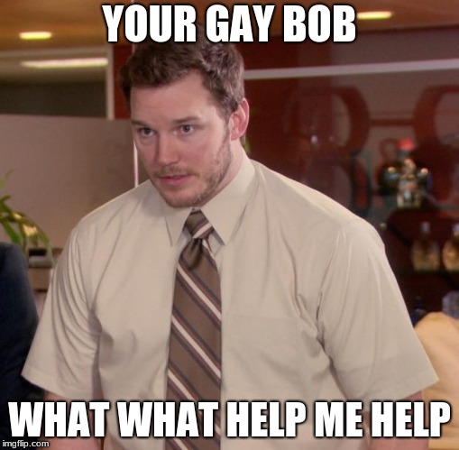 Afraid To Ask Andy | YOUR GAY BOB; WHAT WHAT HELP ME HELP | image tagged in memes,afraid to ask andy | made w/ Imgflip meme maker