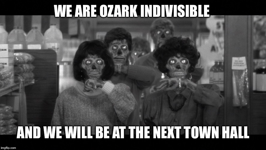 Ozark Indivisible  | WE ARE OZARK INDIVISIBLE; AND WE WILL BE AT THE NEXT TOWN HALL | image tagged in ozark indivisible,nwa democrats,arkansas democrats,steve womack,patriot | made w/ Imgflip meme maker