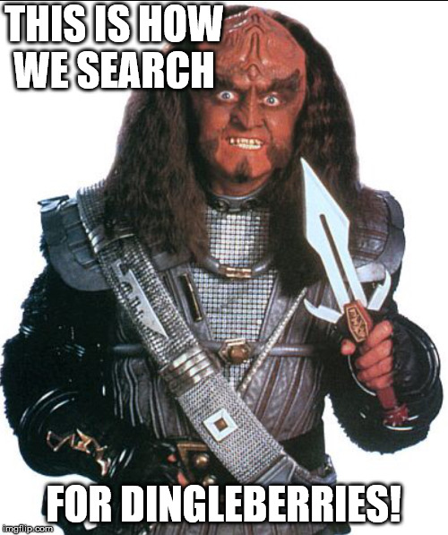 Klingon Warrior | THIS IS HOW WE SEARCH FOR DINGLEBERRIES! | image tagged in klingon warrior | made w/ Imgflip meme maker
