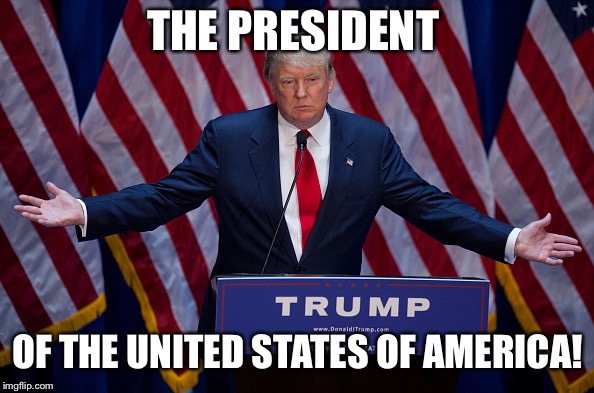 Donald Trump | THE PRESIDENT OF THE UNITED STATES OF AMERICA! | image tagged in donald trump | made w/ Imgflip meme maker