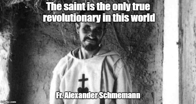 The saint is the only true revolutionary in this world; Fr. Alexander Schmemann | image tagged in st charles | made w/ Imgflip meme maker