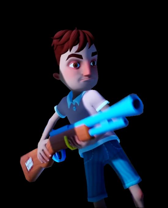 Hello Neighbor Aaron With Gun Blank Meme Template