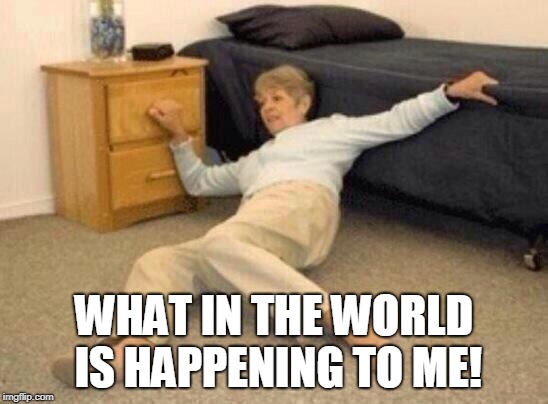 woman falling in shock | WHAT IN THE WORLD IS HAPPENING TO ME! | image tagged in woman falling in shock | made w/ Imgflip meme maker