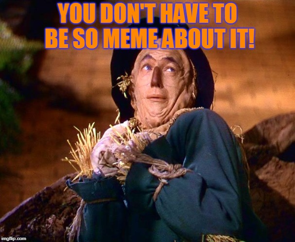Straw man | YOU DON'T HAVE TO BE SO MEME ABOUT IT! | image tagged in straw man | made w/ Imgflip meme maker