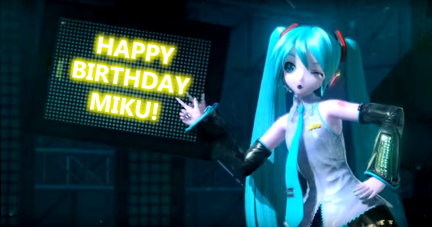 Happy Birthday Miku! | HAPPY; BIRTHDAY; MIKU! | image tagged in hatsune miku,happy birthday,vocaloid,anime | made w/ Imgflip meme maker