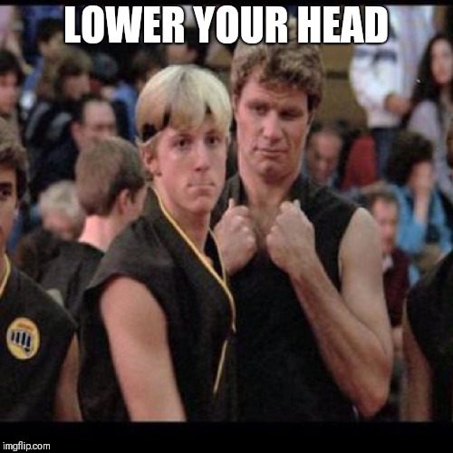 Sweep the leg | LOWER YOUR HEAD | image tagged in sweep the leg | made w/ Imgflip meme maker